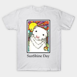 Happy Sunny Ferret - Sunshine Day - Black Outlined Version T-Shirt